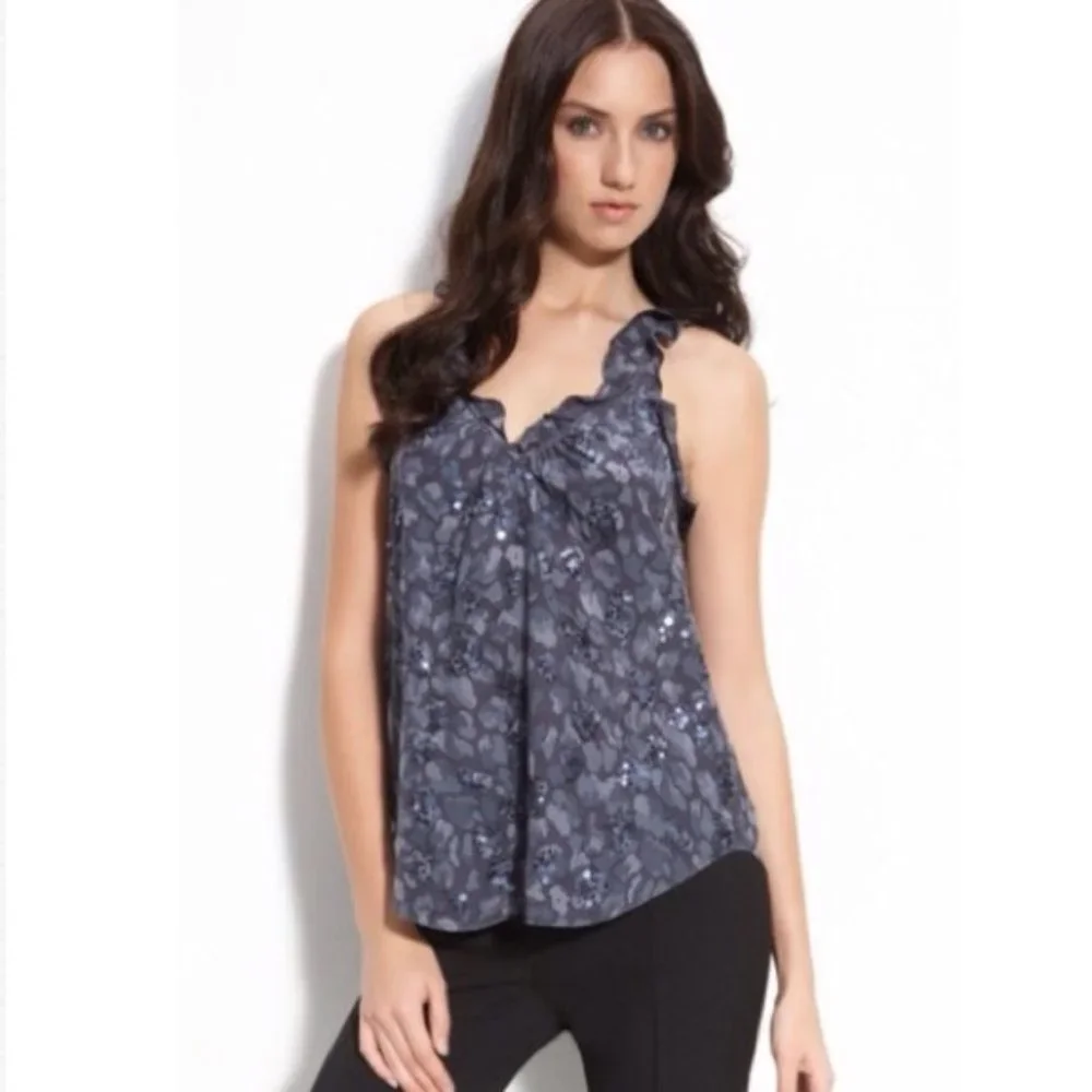 Rebecca Taylor Gray Leopard Print Silk Camisole 4
